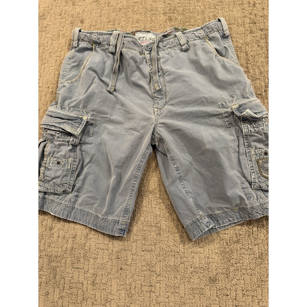Jet Lag Cargo Shorts Mens 42 Blue Cotton Vintage Drawstring Y2K Baggy Skate (J1)